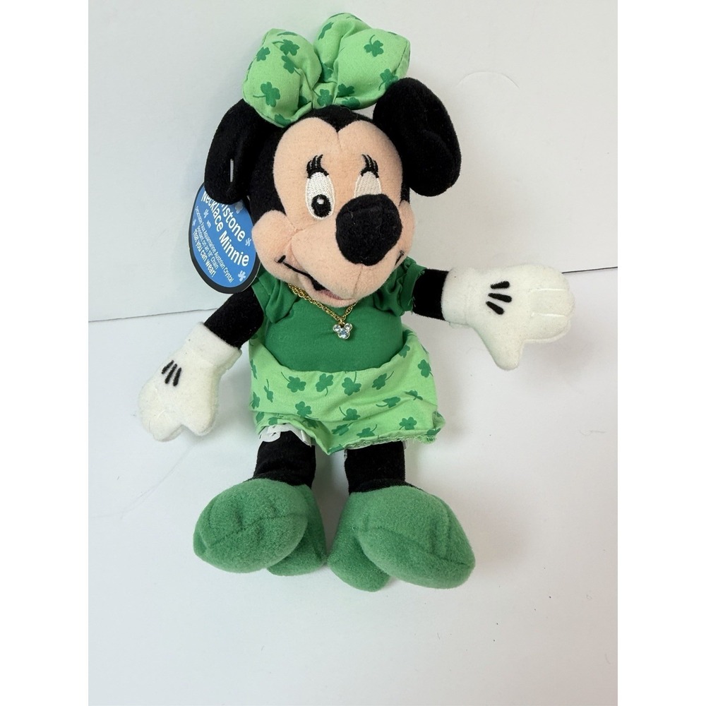 Minnie‎ Mouse Birthstone Necklace Plush Bean Bag Doll aquamarine Disney Store